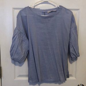 Loft blue puff sleeve top